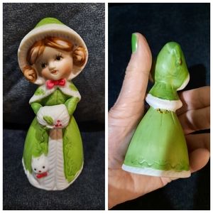 Vtg '78 Holiday Belle green bisque bell Jasco